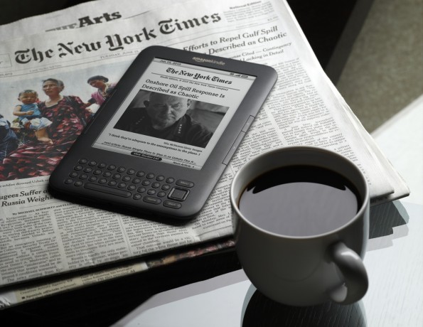 Kindle with newspaper