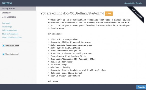  DAUX with its inline editor . (Screenshot: DAUX.IO) 