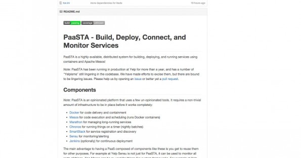  Yelp is PaaSTA under an open-source . license (Screenshot: github.com) 