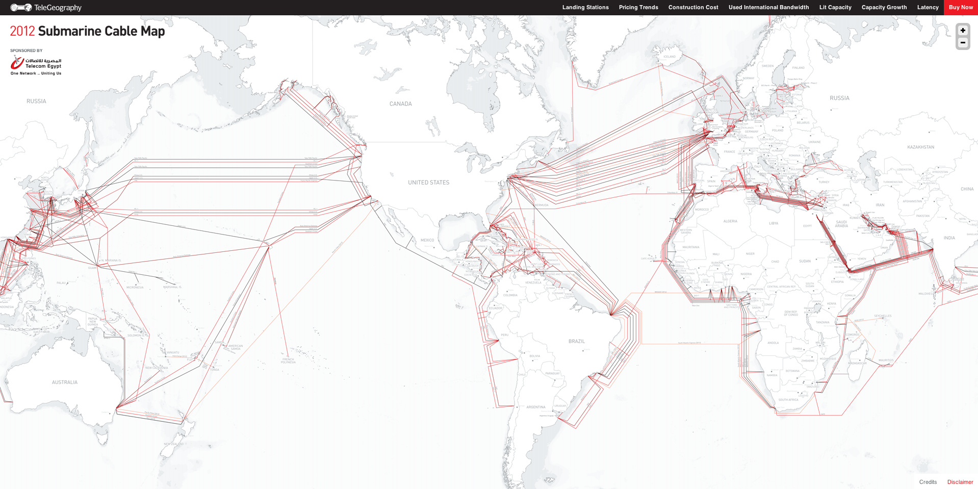 Interaktive Weltkarte aller Internet-Unterseekabel