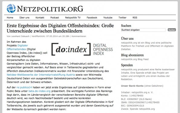 Zur Website von Netzpolitik.org. (Screenshot: Netzpolitik.org)