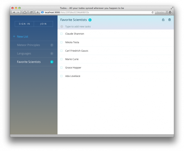 Meteor 1.0: Anfänger bekommen eine Schritt-für-Schritt-Anleitung und verschiedene Beispiel-Apps. (Screenshot: Meteor)