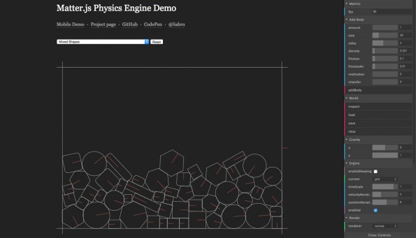 Matter.js ist eine Physik-Engine für das Web. (Screenshot: Matter.js)