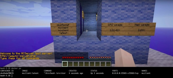Dockercraft macht einen Docker-Client aus Minecraft. (Screenshot: YouTube)