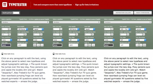 Font-Manager für den Browser. (Screenshot: typetester.org)