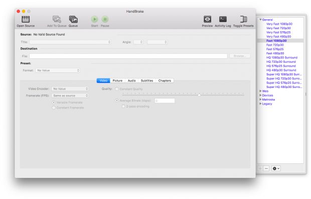 Video-Transcoder: Handbrake erreicht nach 13 Jahren Version 1.0.0. (Screenshot: Handbrake v1.0.0)