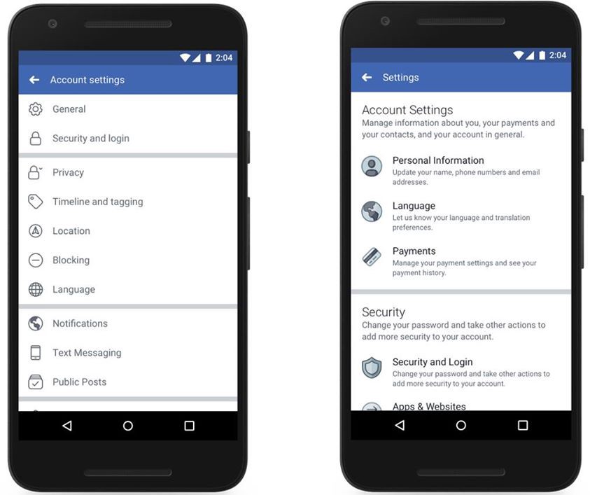 Links alt, rechts neu: die Privatsphäre-Tools für Facebook. (Screenshot: Facebook/t3n.de)