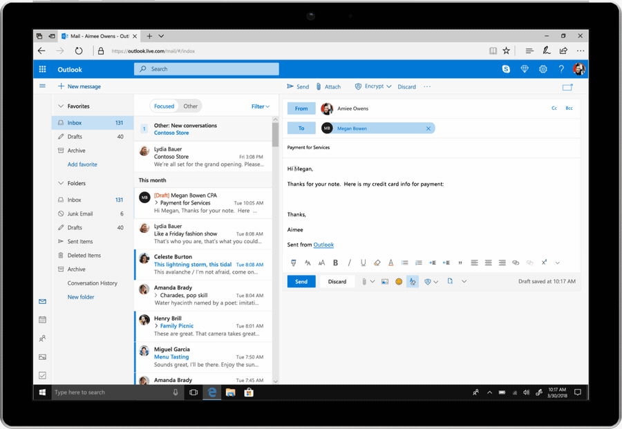 Mails in Outlook können verschlüsselt verschickt werden. (Bild: Microsoft)