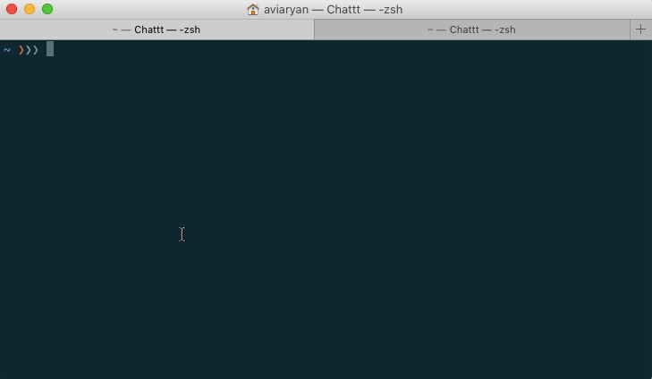 Über den Befehl „chattt“ lässt sich das Tool im Terminal aufrufen. (GIF: @aviaryan / Github)