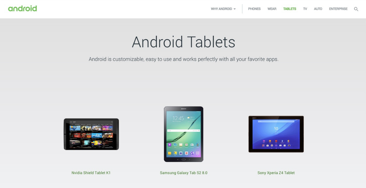 Zuletzt waren in der Android-Tablet-Übersicht veraltete Geräte aufgelistet. (Screenshot: Archive.org