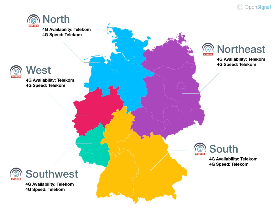 Open Signal kürt die Deutsche Telekom zum LTE-Netzsieger in Deutschland. (Grafik: Open Signal)