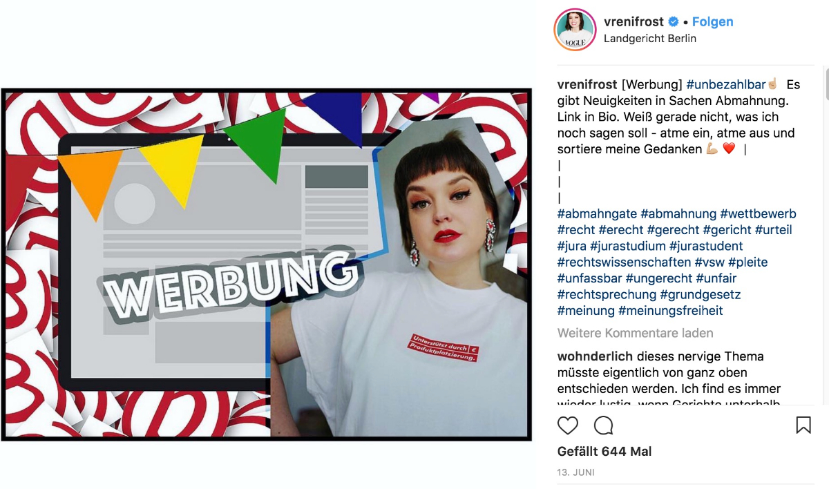 „Absurdes“ Instagram-Urteil gegen Vreni Frost? So einfach ist das nicht!