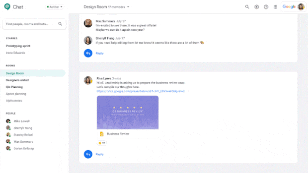 Google bringt neue KI-Features in Hangout Chats und andere G-Suite-Produkte. (Grafik: Google)