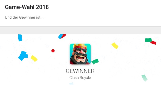 Best of Google Play 2018: Die meisten deutschen Teilnehmer haben bei der App-Wahl für das Game Clash Royal gestimmt. (Screenshot: t3n.de)