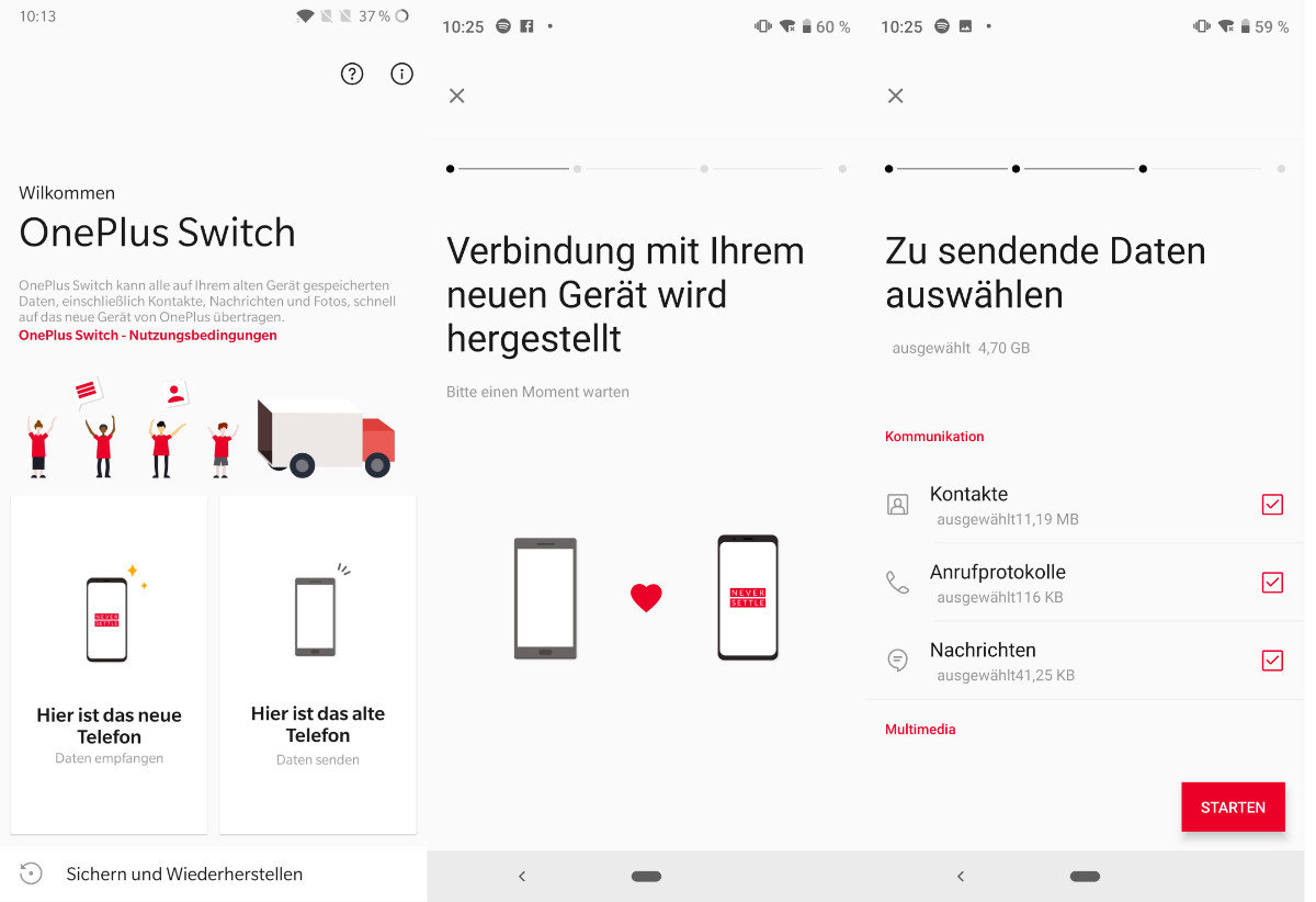 Oneplus Switch hilft bei der Datenmigration. (Screenshots: t3n.de)