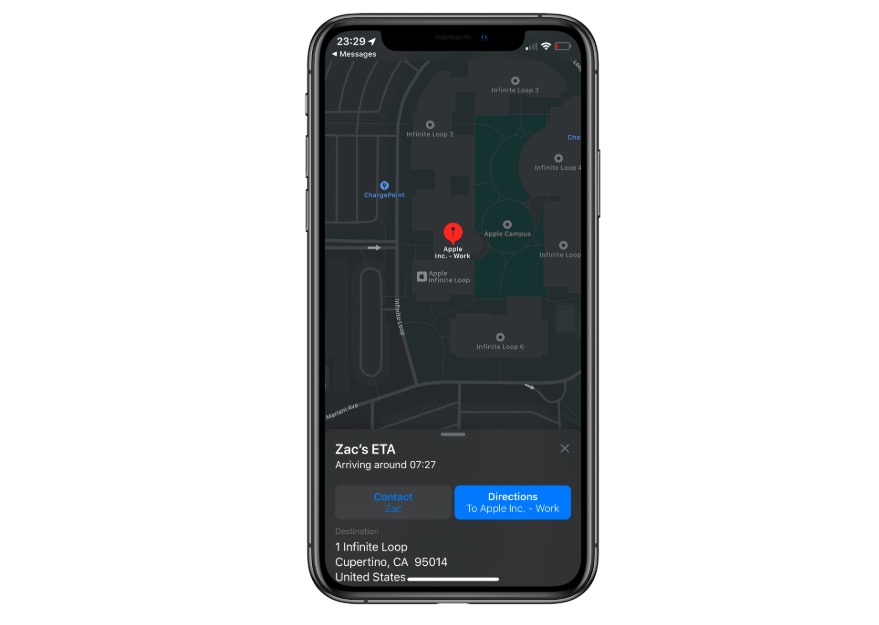 iOS 13.1: Apple Maps zeigt auf Wunsch euren Kontakten die erwartete Ankunftszeit an eurem Zielort an. (Screenshot: TNW)