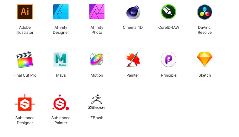 Diese Apps sollen Sidecar unter macOS 10.15 Catalina unterstützen. (Screenshot: t3n; Apple)