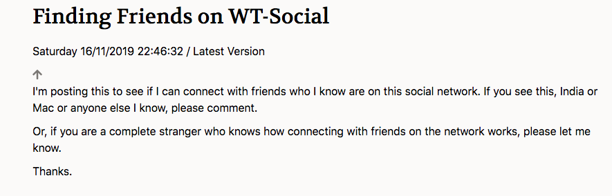 Screenshot WT.Social: Ich bin nicht der einzige, der dort Freunde sucht. (Screenshot: t3n.de)