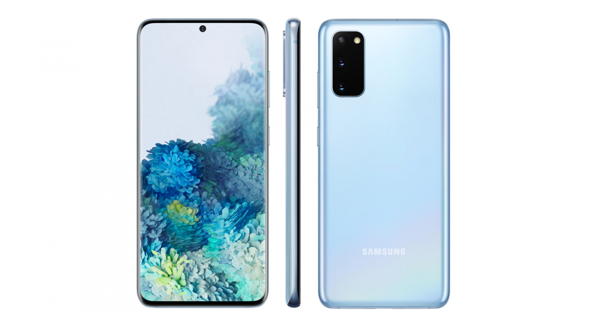 Das Samsung Galaxy S20 in Blau. (Bild: Evleaks)