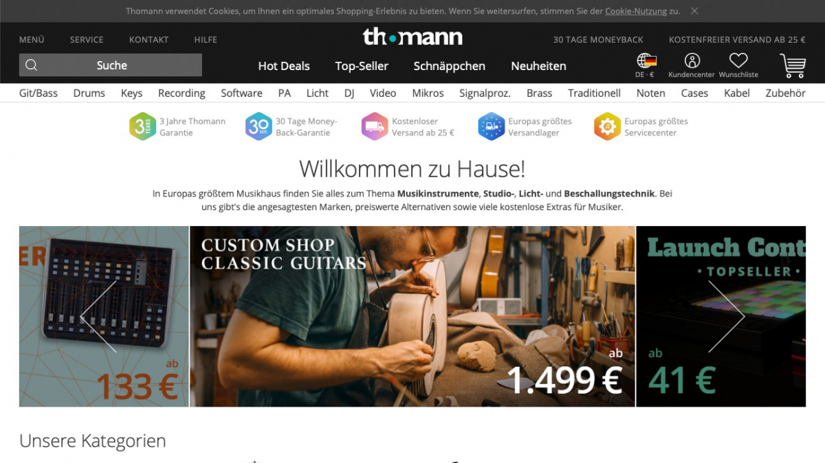 Die besten deutschen Onlinehändler: Amazon landet hinter Musikhaus Thomann