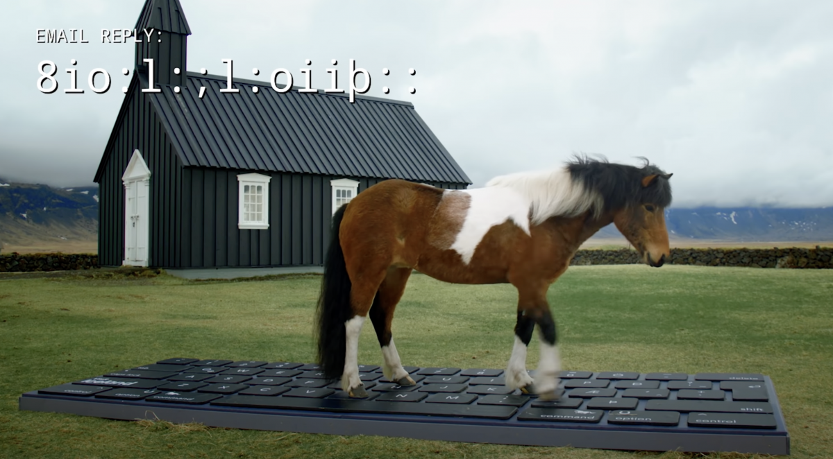 Here a horse writes the out-of-office notice for your emails