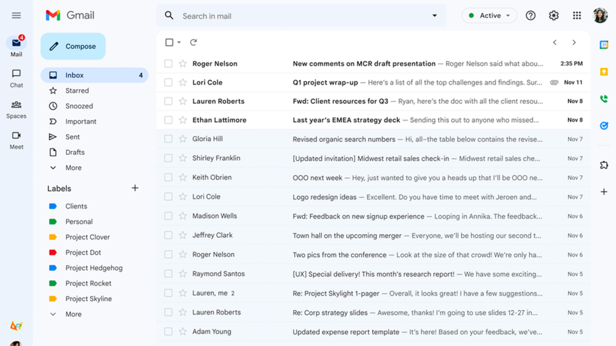 Gmails neuer Look wird zum Standard für alle