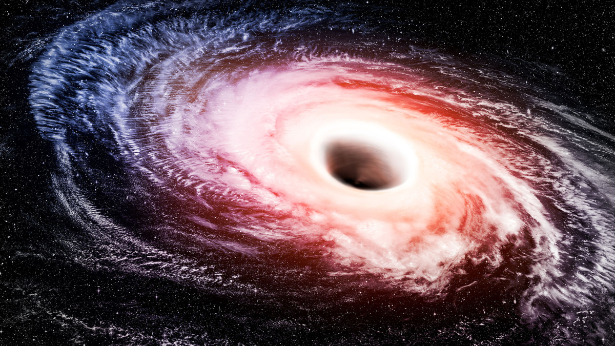 Gigantic black hole “escapes” through space